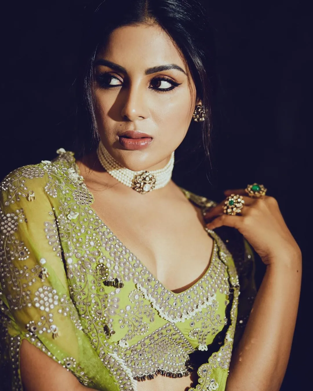 TELUGU ACTRESS SAMYUKTHA MENON PHOTOSHOOT IN GREEN LEHENGA CHOLI 7